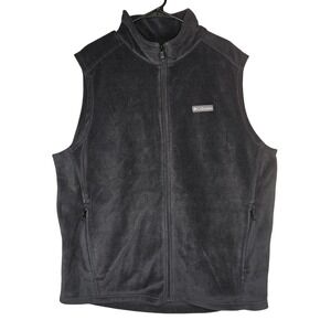 Columbia Men's Dark Gray Fleece Vest 2XT Tall Full-Zip Pockets Gorpcore